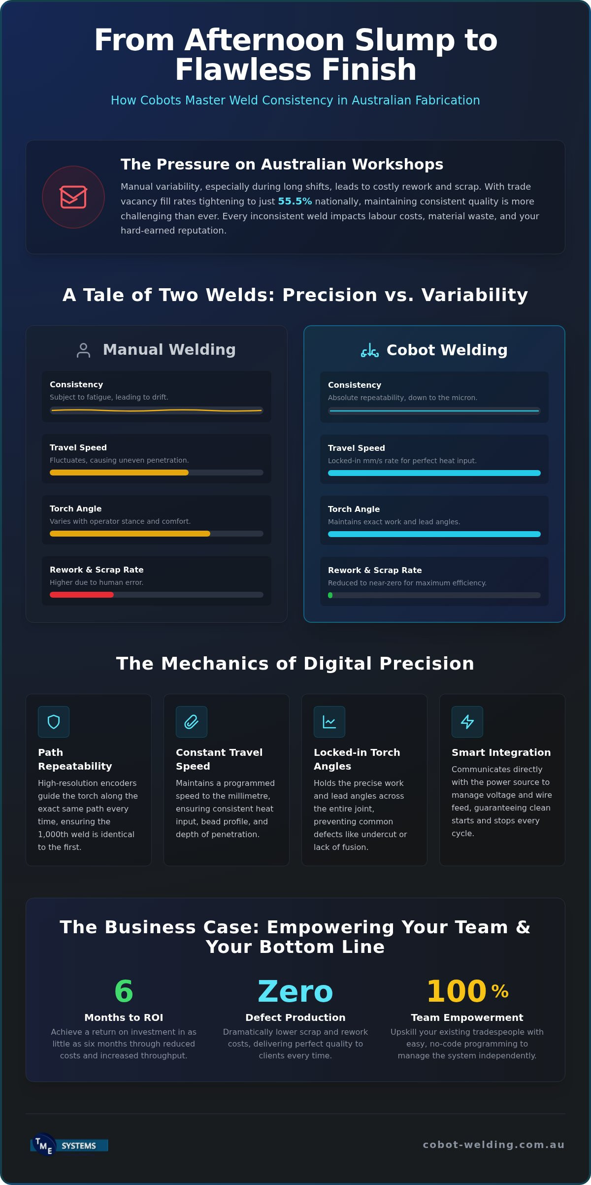How Cobots Improve Weld Consistency: A Guide for Australian Fabricators infographic