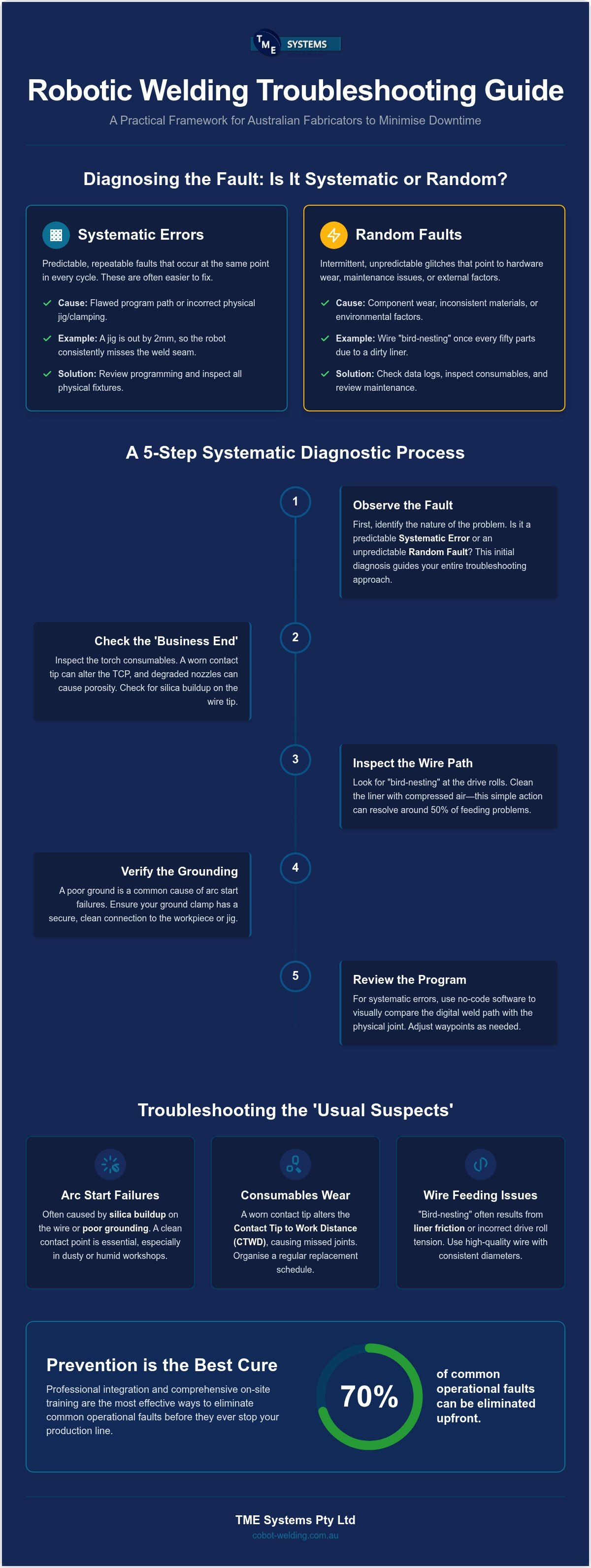 Robotic Welding Troubleshooting Guide: Solving Common Issues in Australian Workshops infographic