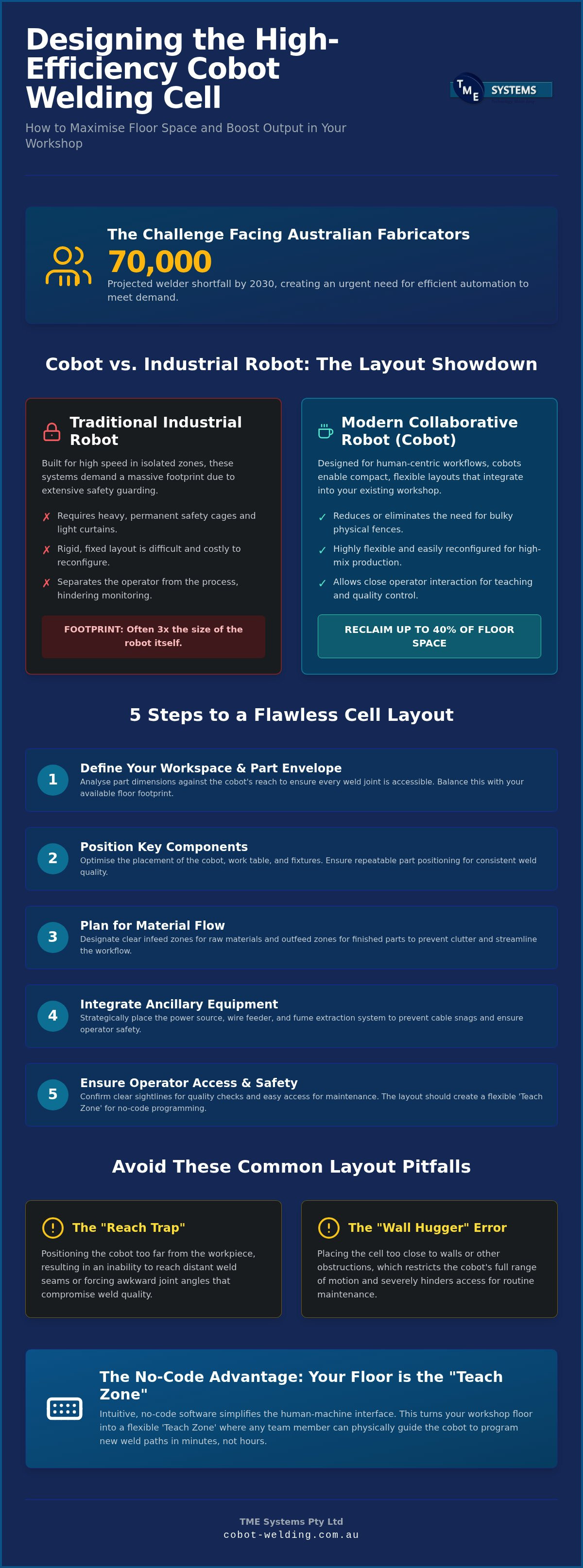 Welding Robot Cell Layout: Australian Workshop Guide infographic