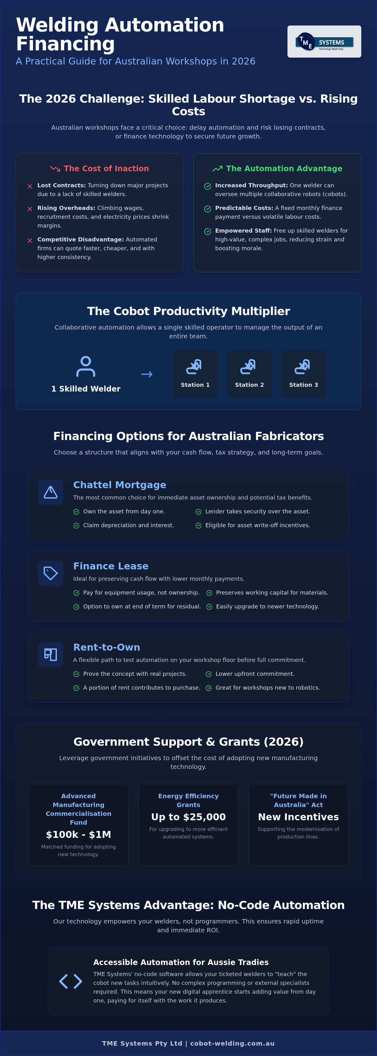 Welding Automation Financing in Australia: The 2026 Fabricator’s Guide infographic